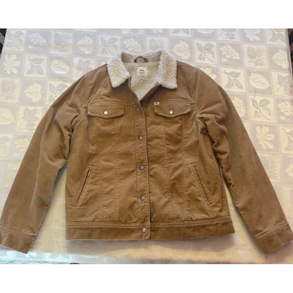Vans Brown Corduroy Sherpa Trucker Jacket Mens Medium Winter Coat Skater